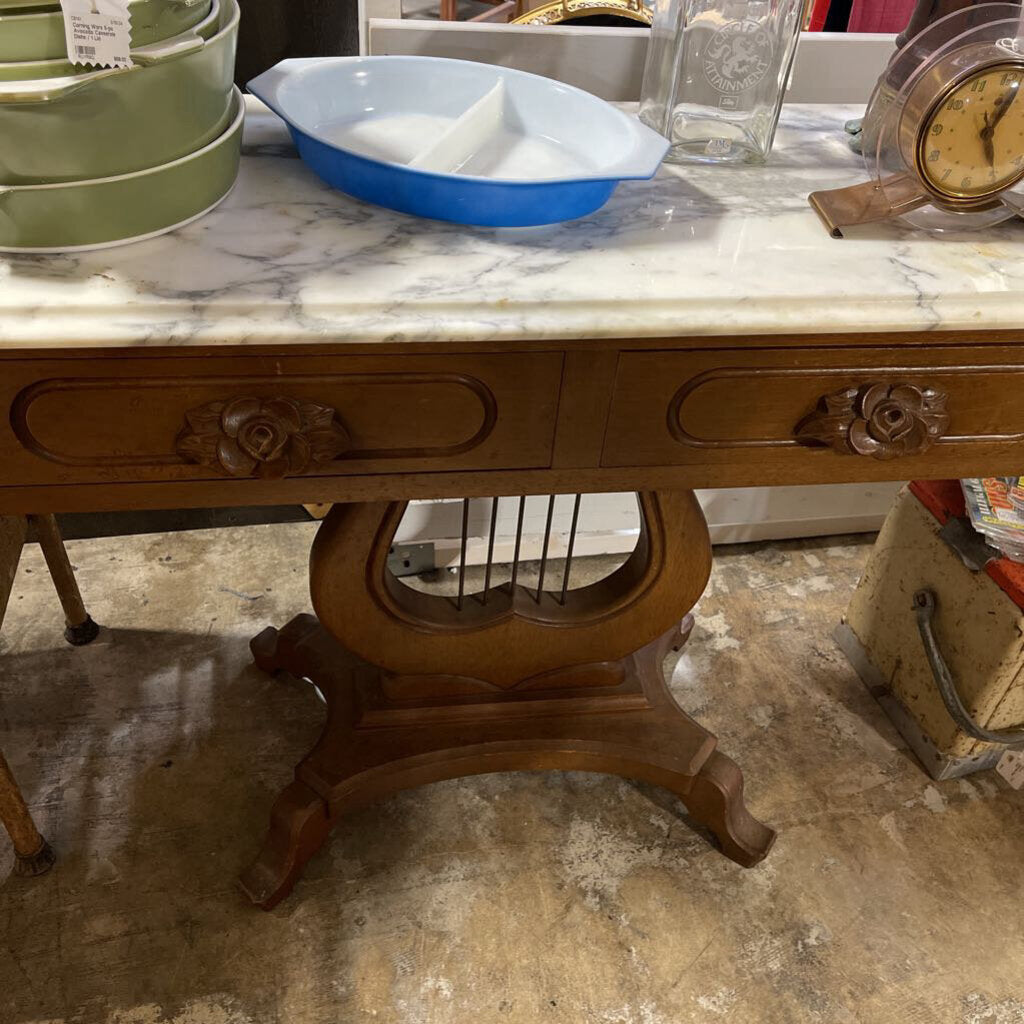 Wood Hallway Table With Marble Top