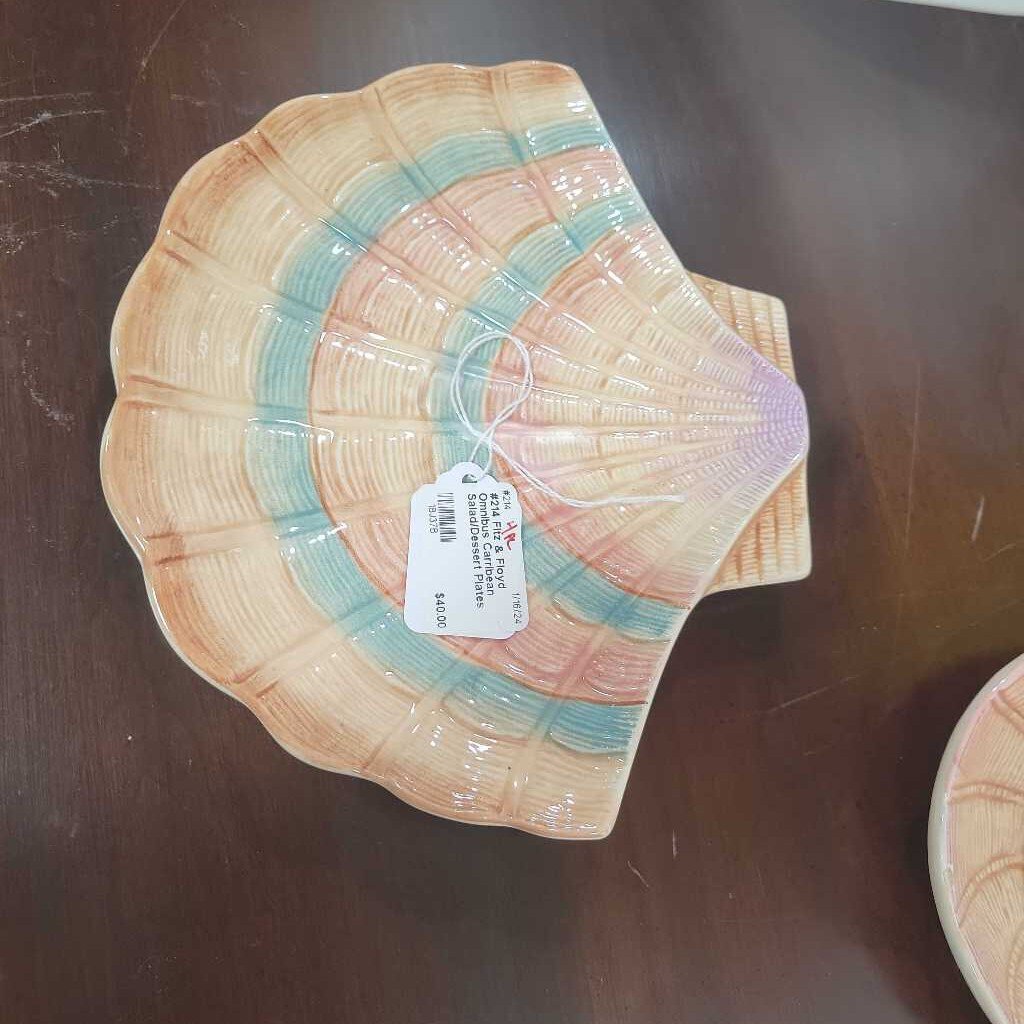 #214 Fitz & Floyd Omnibus Carribean Salad/Dessert Plates 4pc