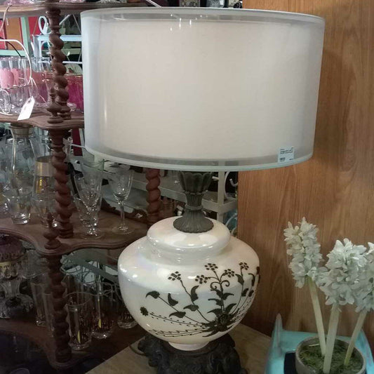 Vintage MCM LAMP & SHADE Green/Frosted