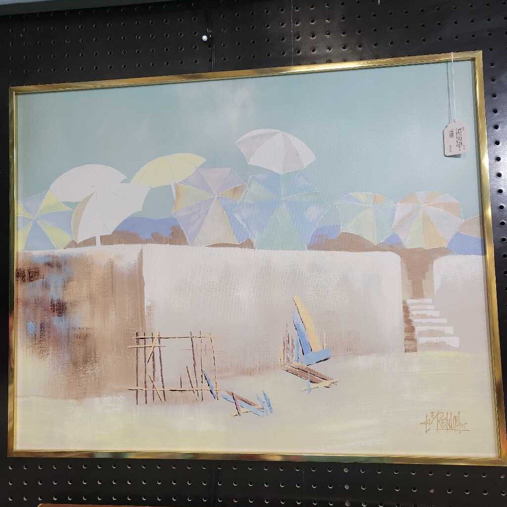 MCM Lee Reynolds "Beach View" Signed Oil on Canvas Painting