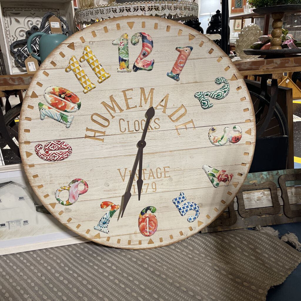 LARGE WALL CLOCK FLORAL HANDS