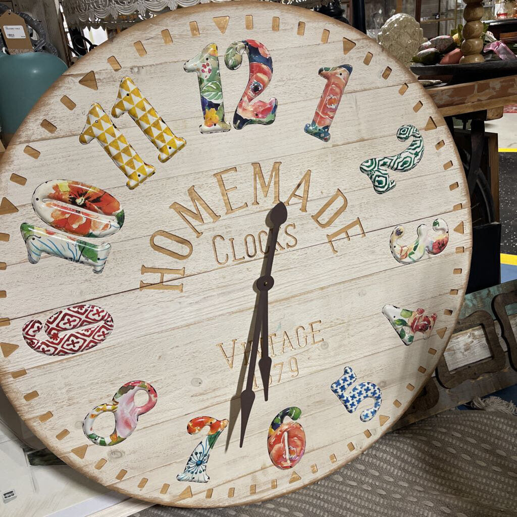 LARGE WALL CLOCK FLORAL HANDS