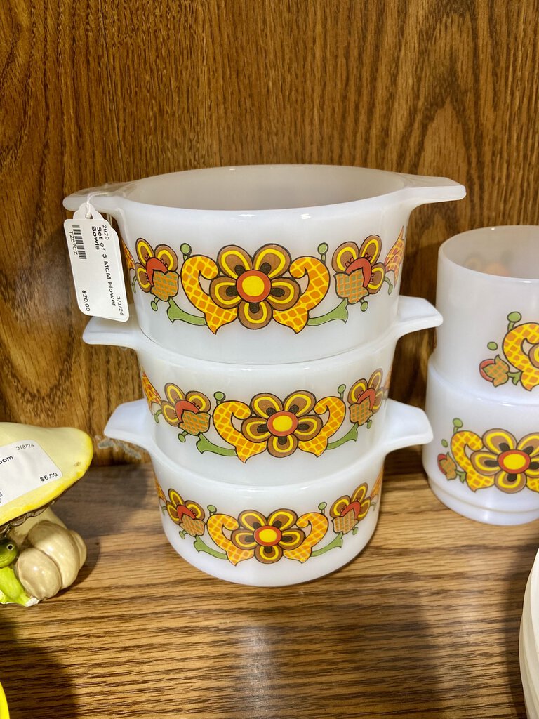 Set of 3 MCM Flower Bowls