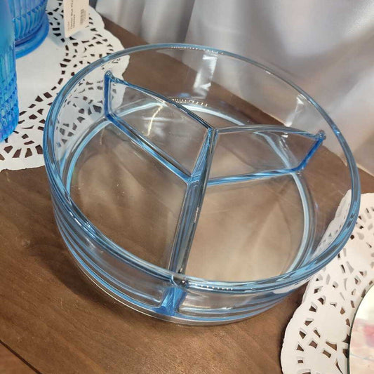 Very Rare Azure Blue 3 part candy dish