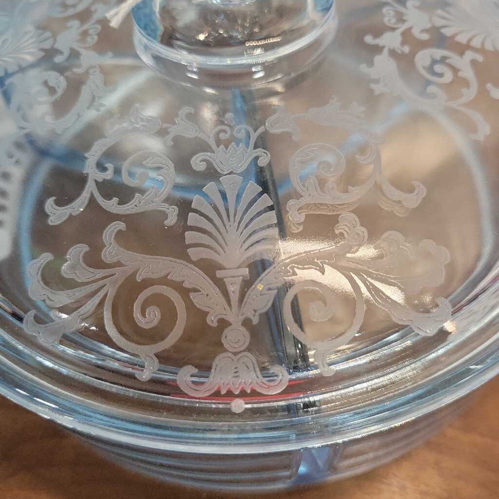 Very Rare Azure Blue 3 part candy dish