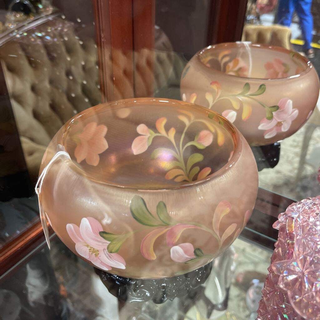 RARE FENTON ART GLASS OPALESENT ROSE BOWL W/STAND