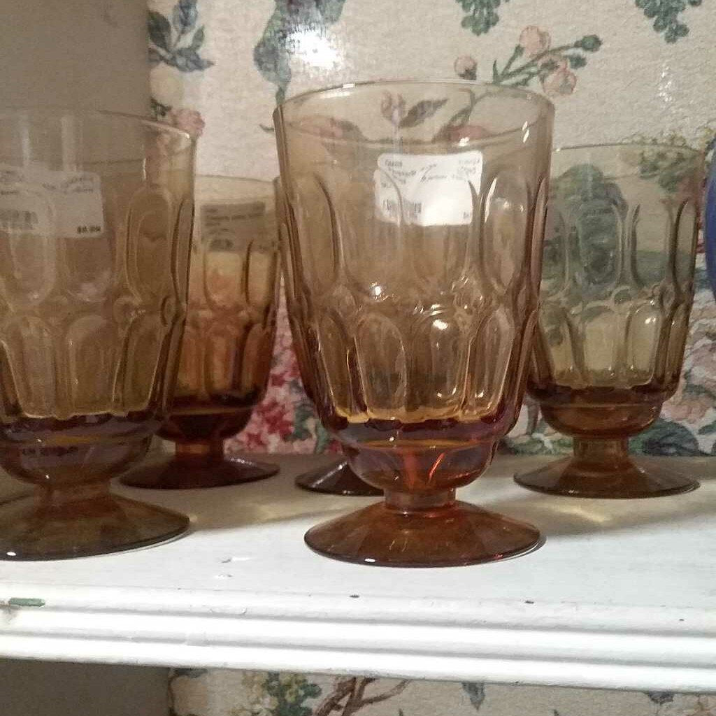 Fostoria amber footed glass