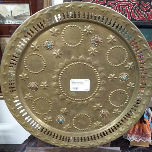 brass plate with decorative stones