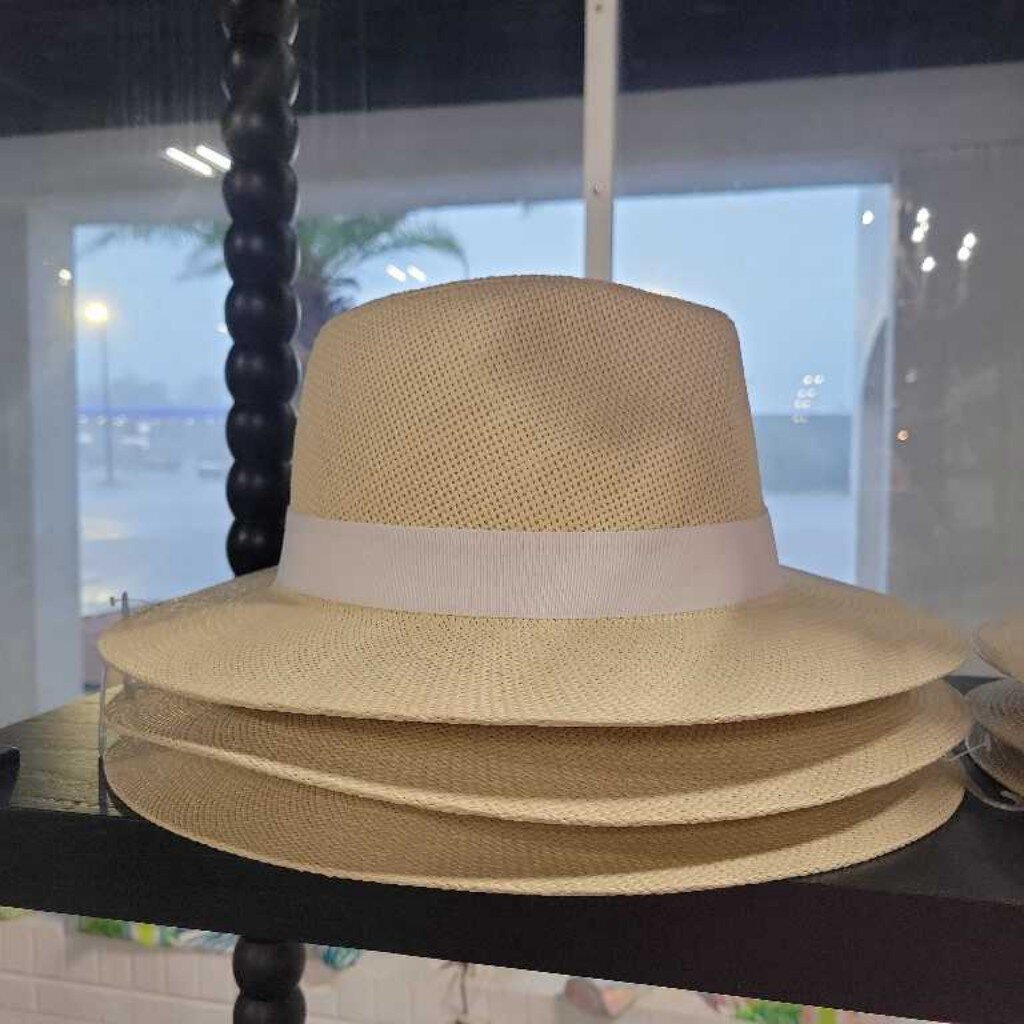 Panama Wide Brim Fedora -Light Natural/White