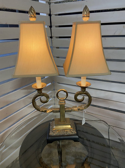 Regency double shade arm desk lamp