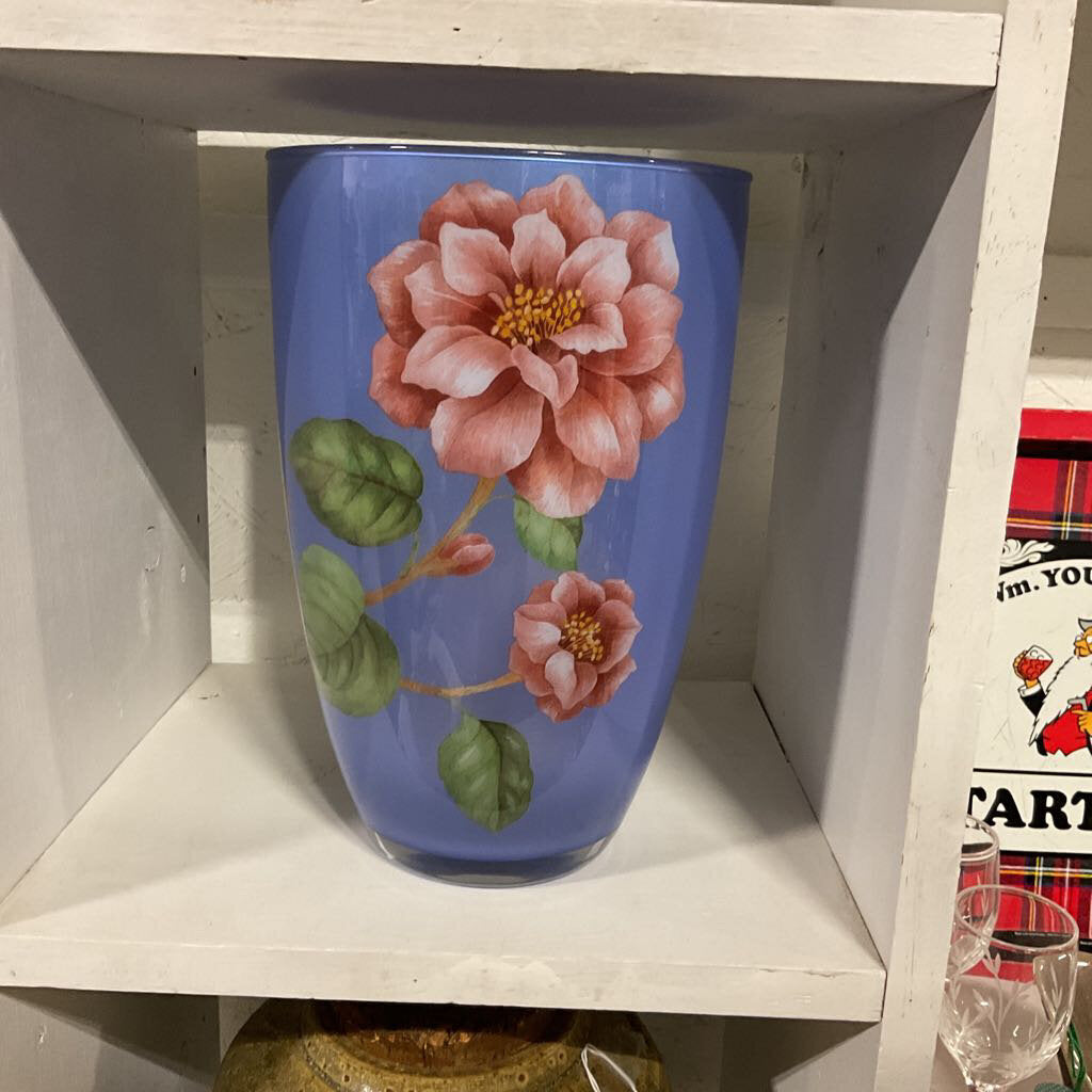 Floral Glass Small Vase/Trash Can NO DISCOUNT