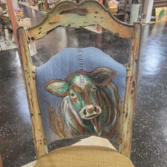 Denim cow chair