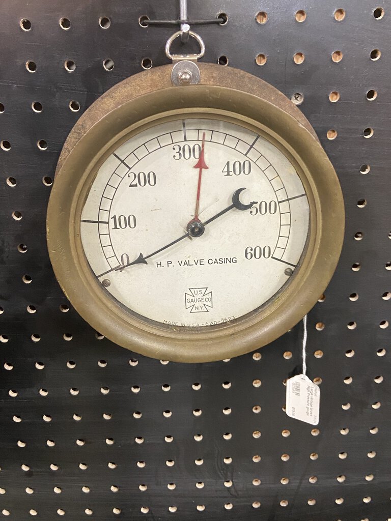 Large vintage brass High Pressure gauge