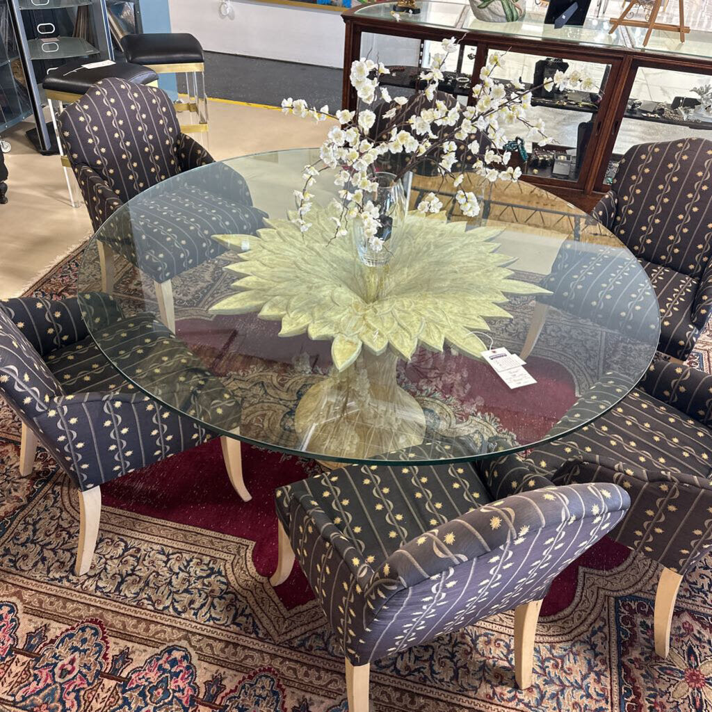 Round Glass Dining Table w/6 Chairs