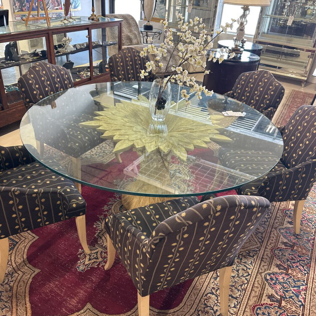 Round Glass Dining Table w/6 Chairs