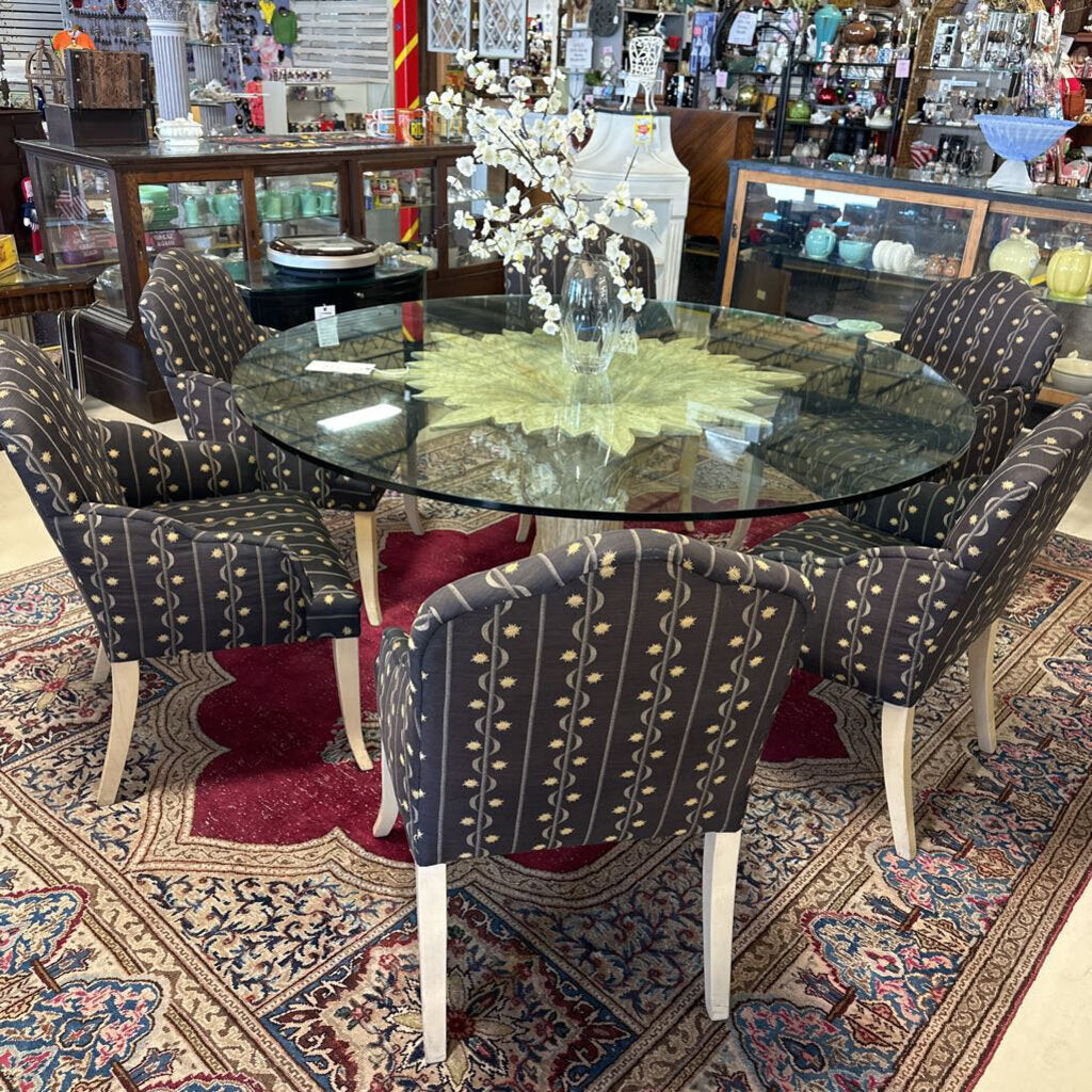 Round Glass Dining Table w/6 Chairs