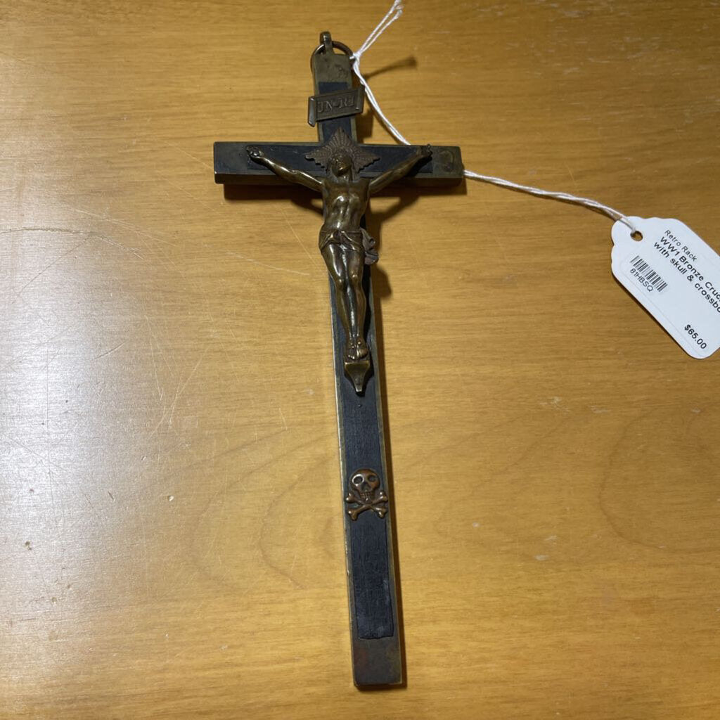 WW1 Bronze Crucifix with skull & crossbones