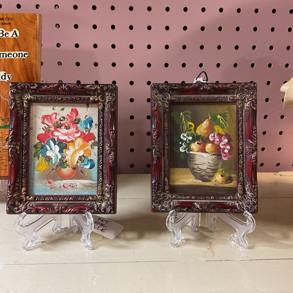 Pair Framed Miniature Still Lifes