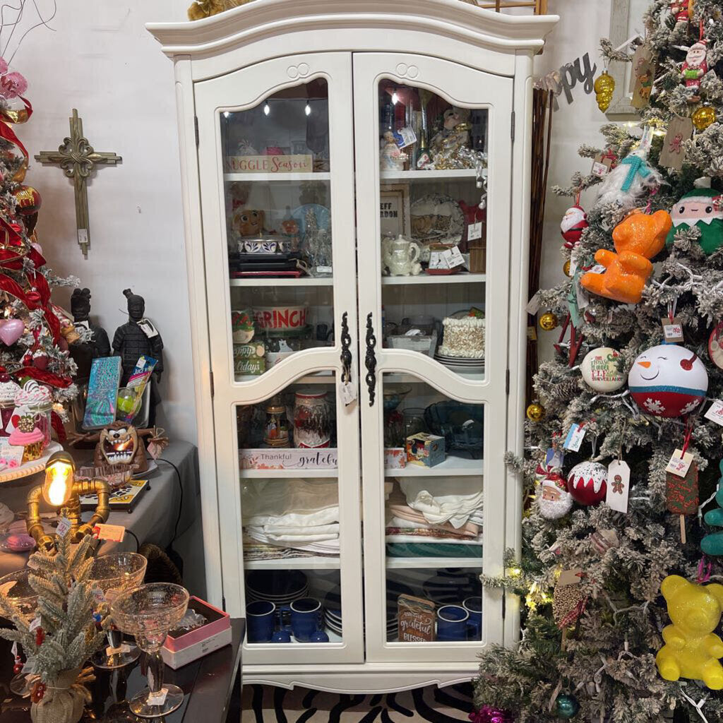 White cabinet with glass doors