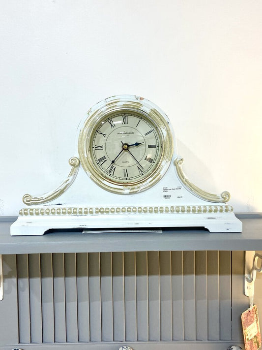 White and Gold Mantle Clock