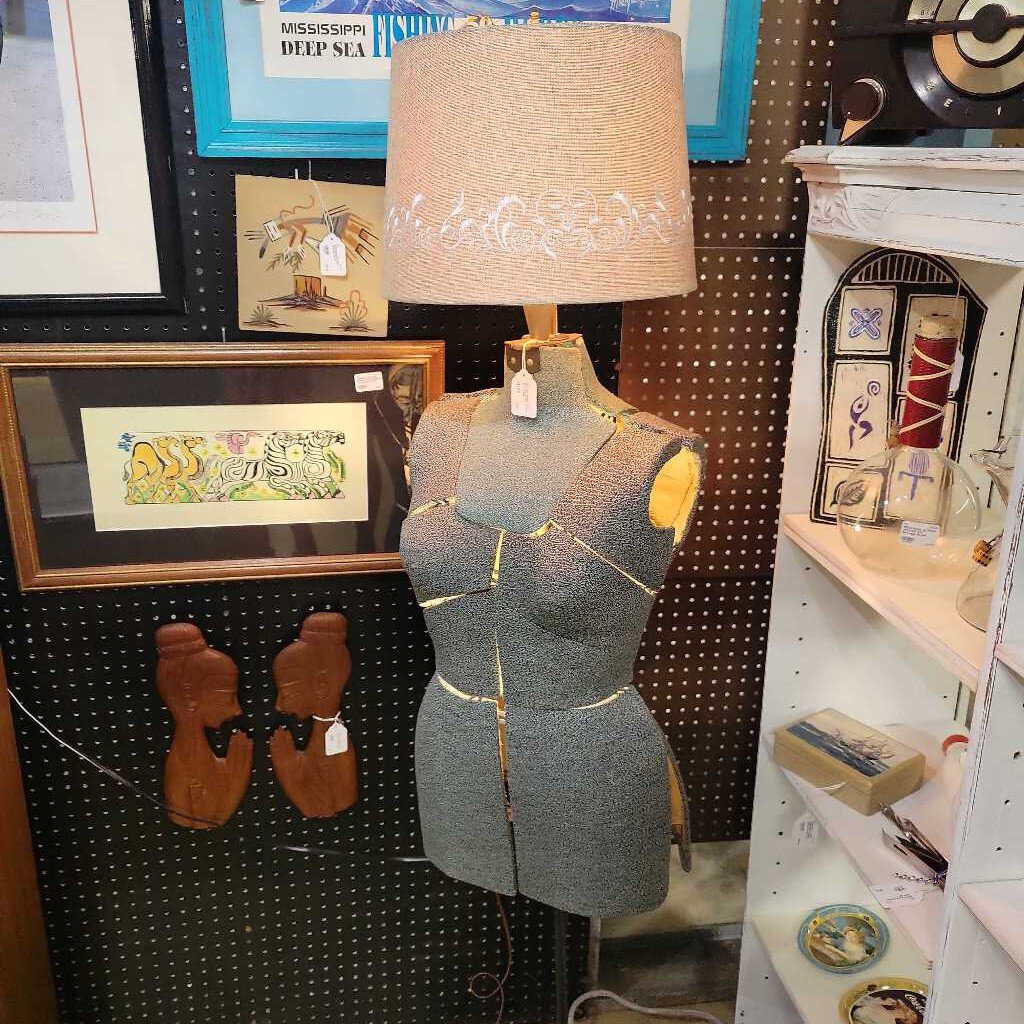 Upcycled Dress Form on Stand 3-way switch Floor Lamp