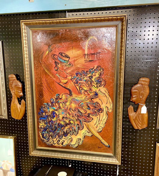 VTG MCM Oil on Board Flamenco Dancer