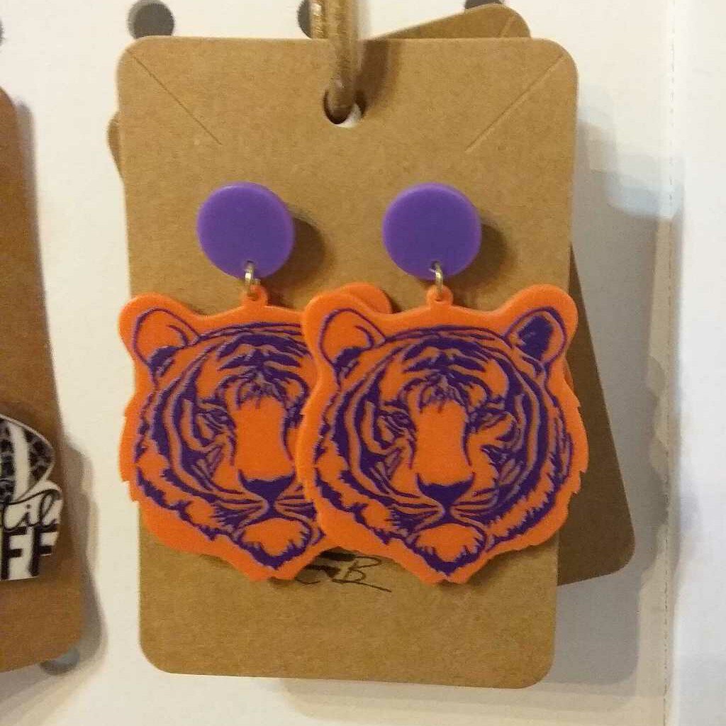 Auburn Orange tiger earrings