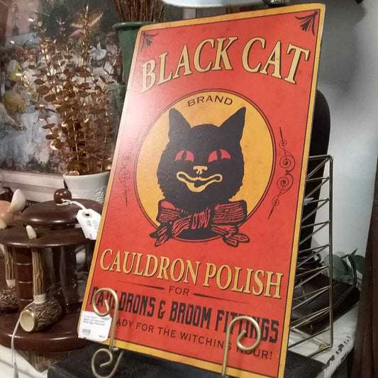 Black Cat Halloween Metal Sign Halloween