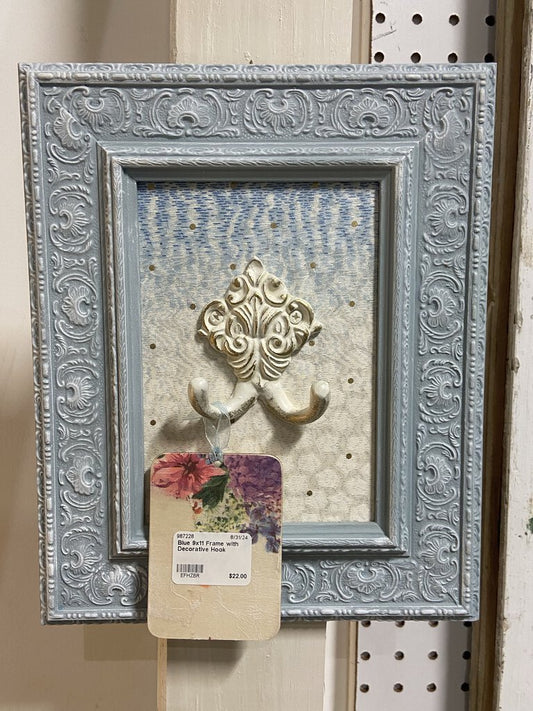 Blue 9x11 Frame with Decorative Hook