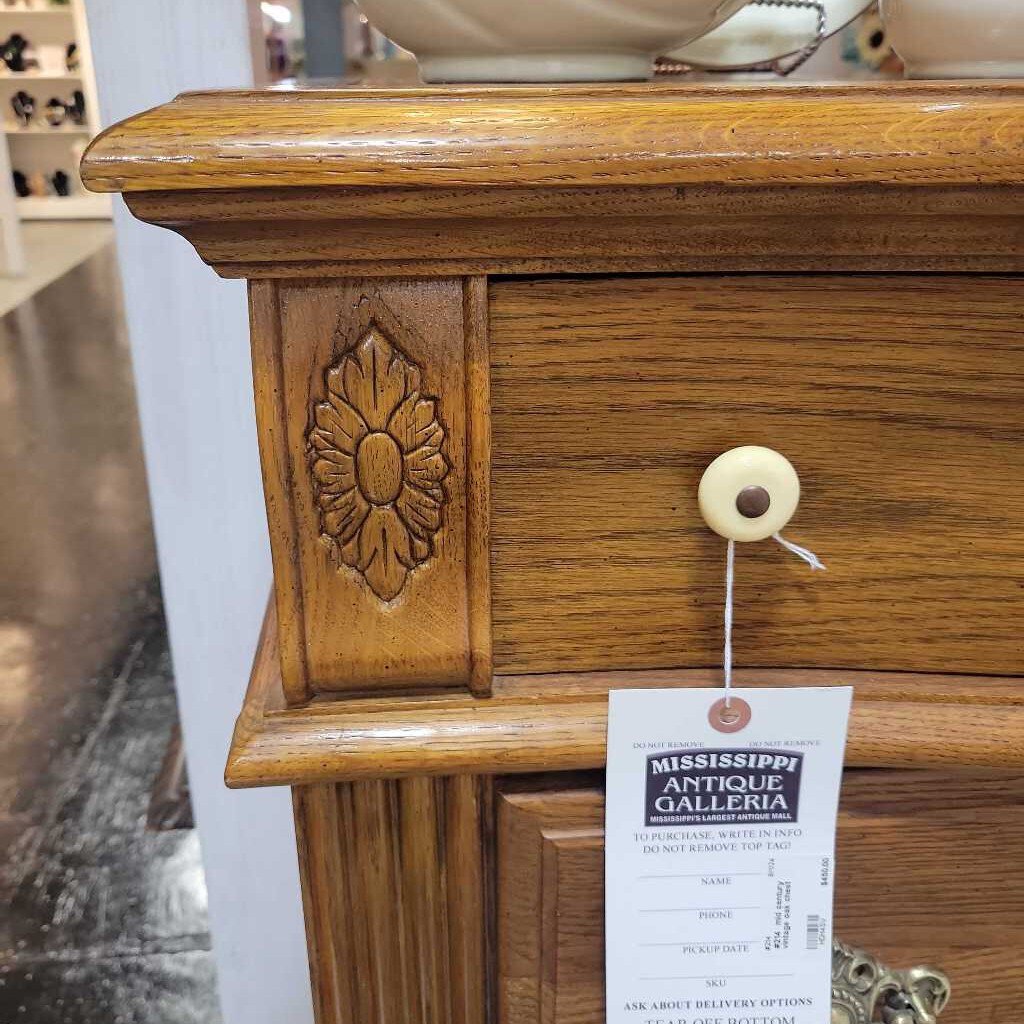 #214 mid century vintage oak chest