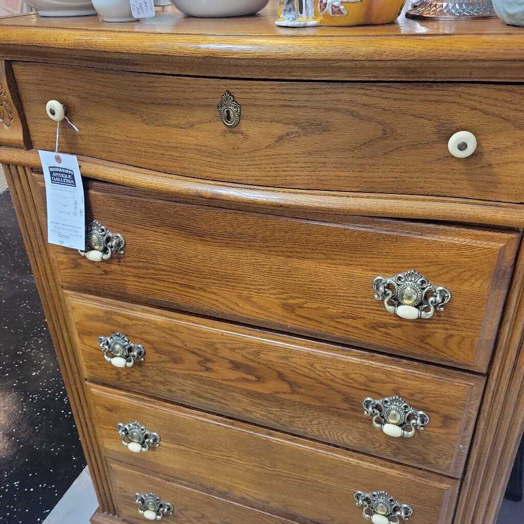 #214 mid century vintage oak chest