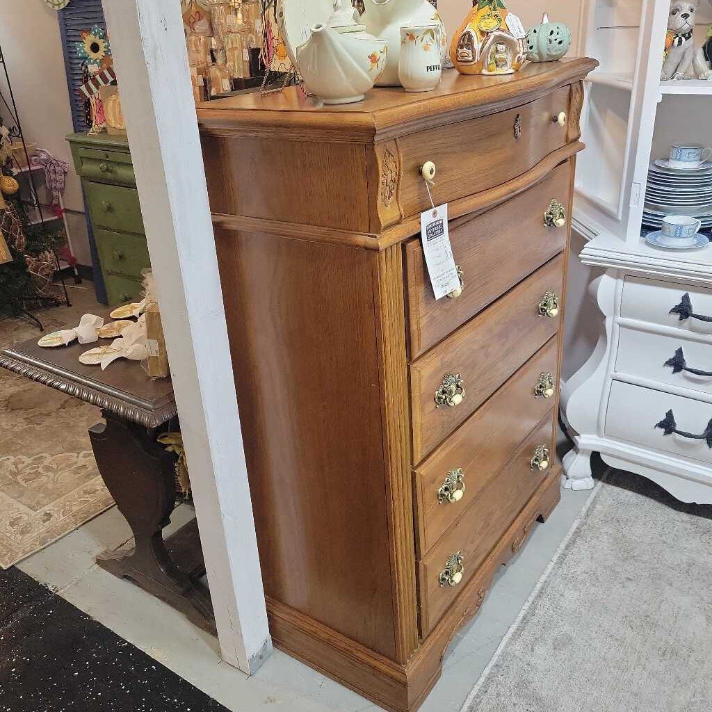 #214 mid century vintage oak chest