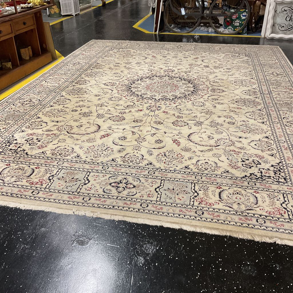 Large Handmade Ivory Carpet- recently cleaned