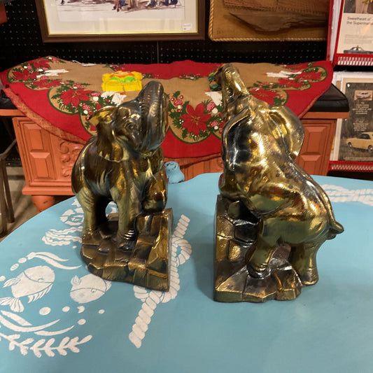 1975 Brass Elephant Bookends