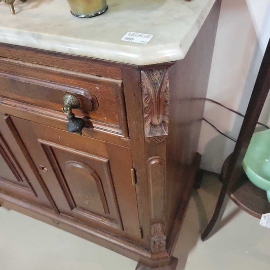 Victorian 1860s Walnut Marble Top Commode