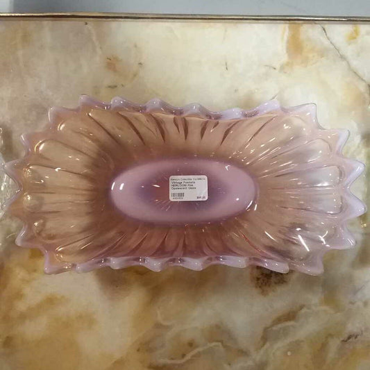 Vintage Fostoria HEIRLOOM Pink Opalescent Glass Centerpiece Console Bowl