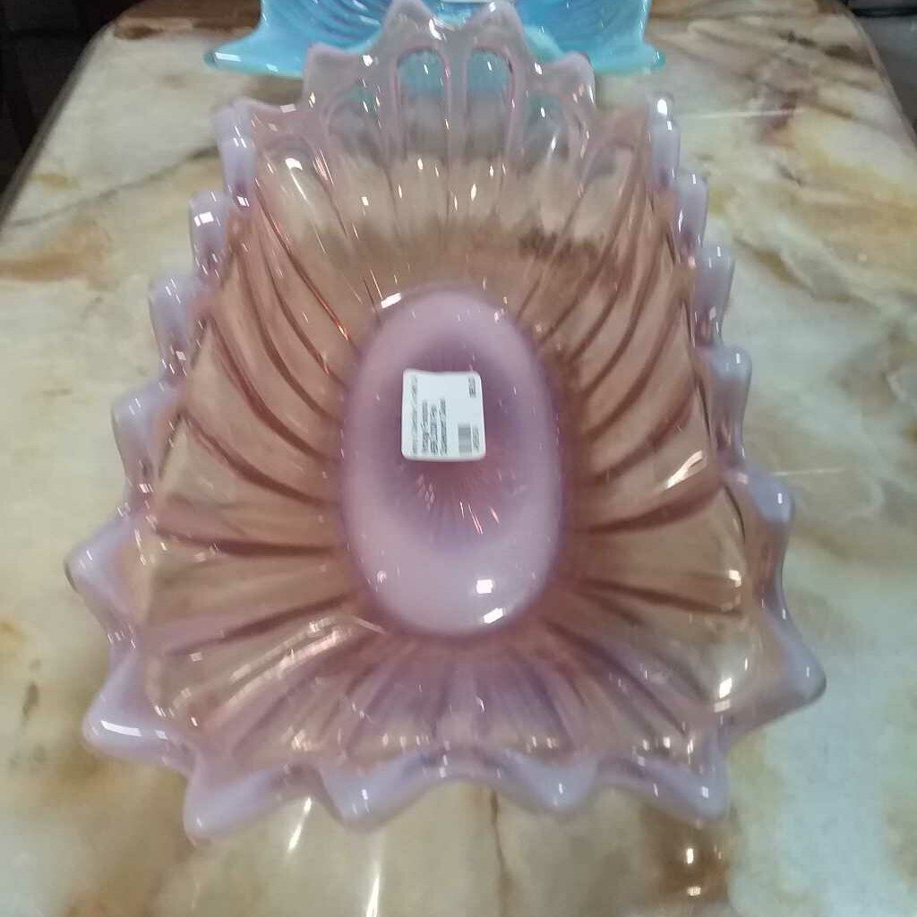 Vintage Fostoria HEIRLOOM Pink Opalescent Glass Centerpiece Console Bowl