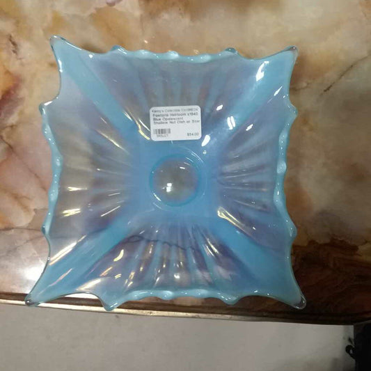 Fostoria Heirloom c1940 Blue Opalescent Shallow Nut Dish or Star Bowl 7"