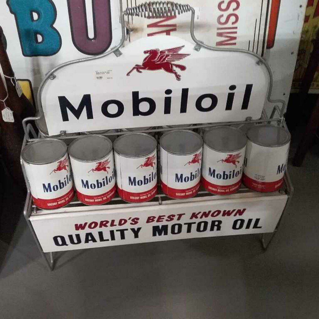 Mobil Oil Carrier and Display Cans bbee