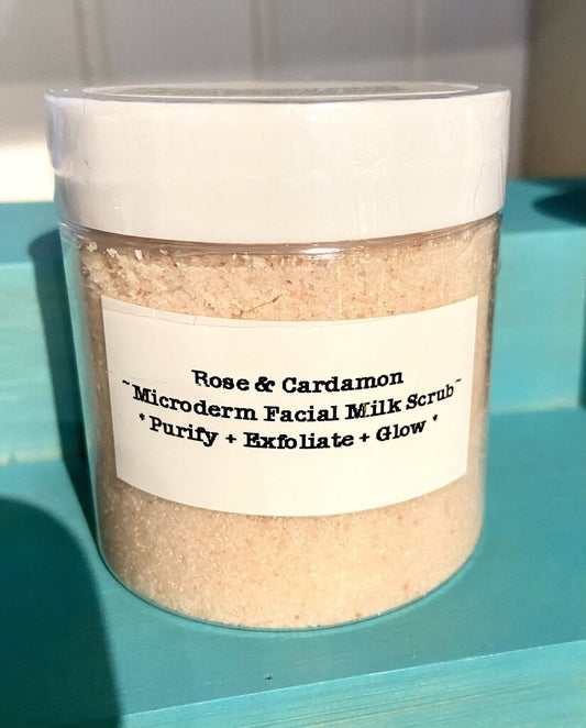 Rose + Cardamon-fInfused Microderm Facial Milk Scrub - Organic + Wildcrafted