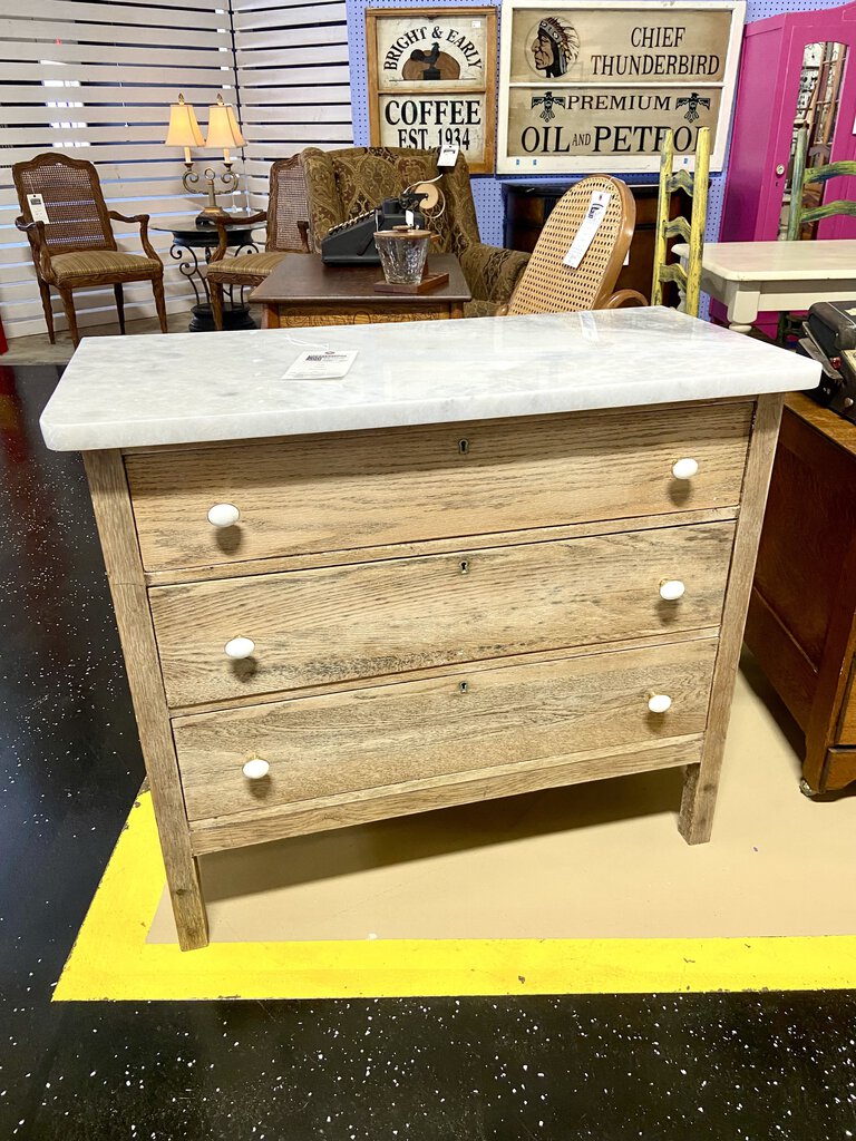 Marble top bleached dresser