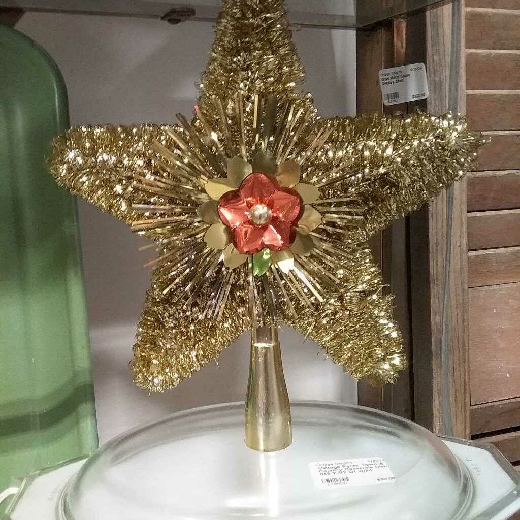 Vintage Gold Star Christmas Tree Topper