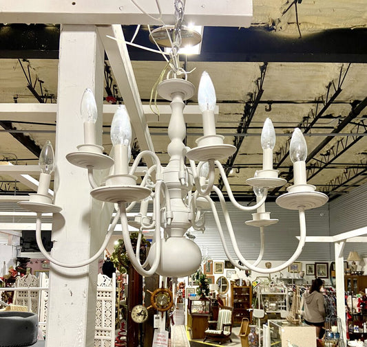 Ten Light White Chandelier