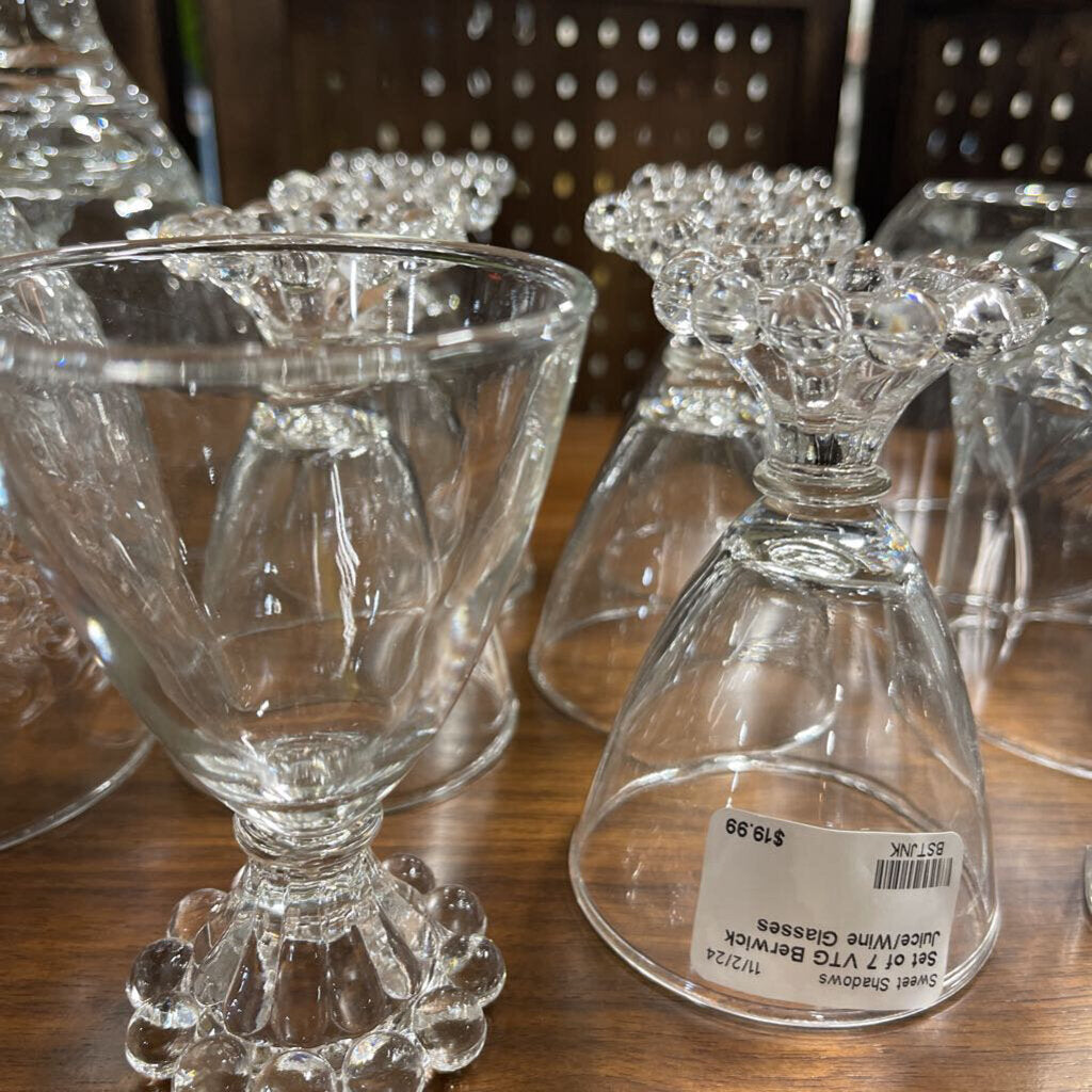 Set of 7 VTG Berwick Juice/Wine Glasses