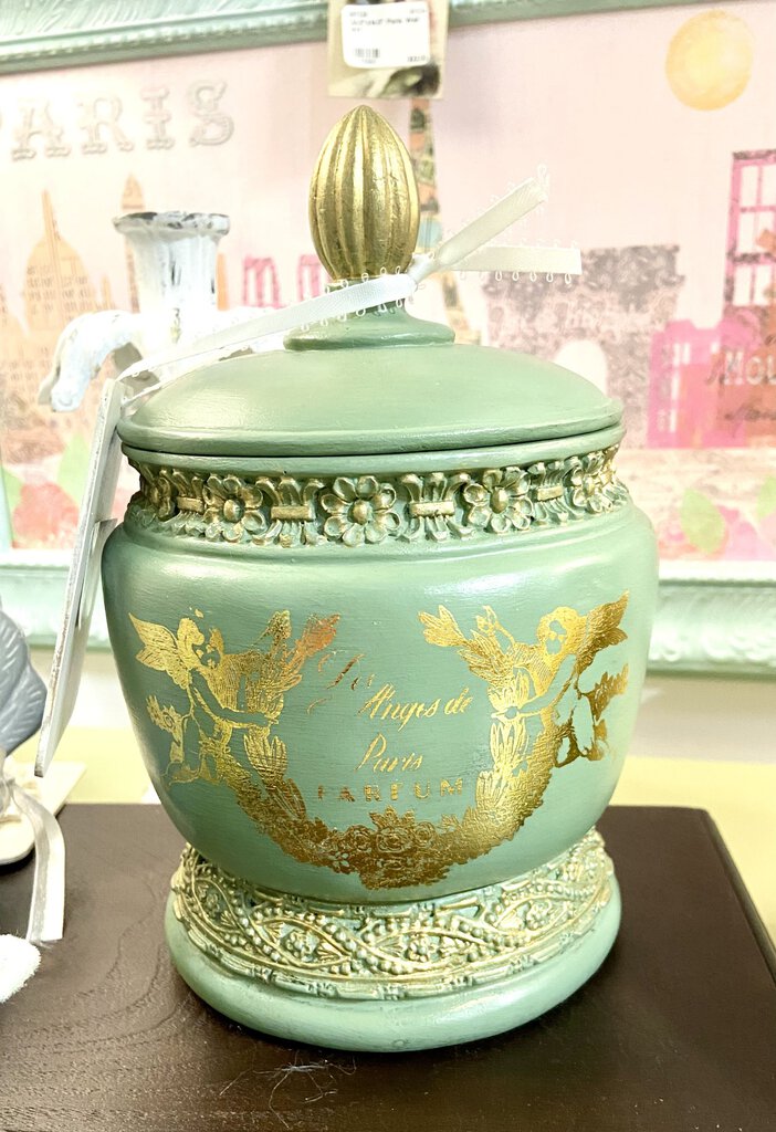 8" Green and Gold Trinket Jars