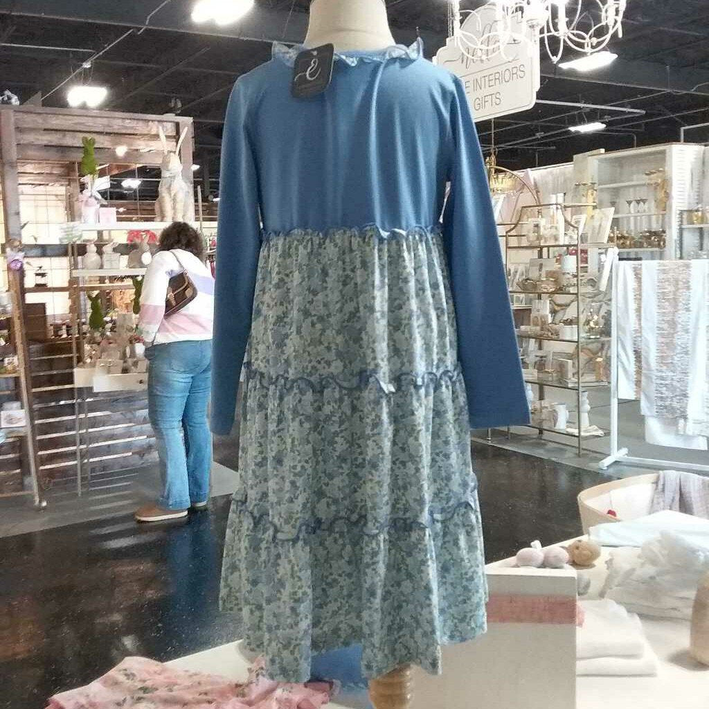 Blue Flowered Tiered Dress