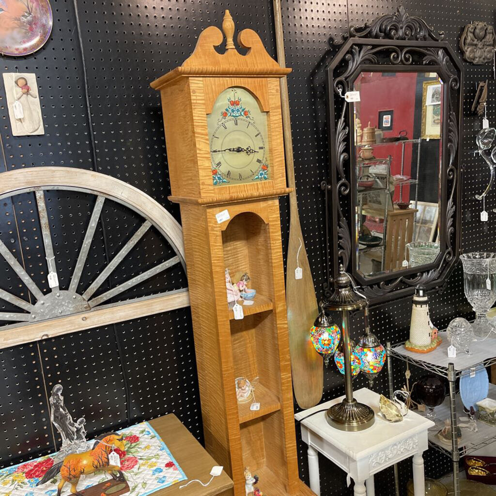 Grandmother clock chimes all wood