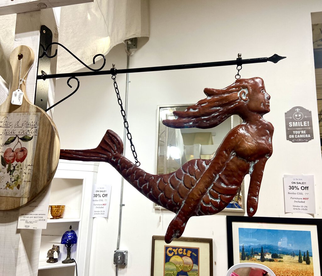 #214 copper mermaid hanging display