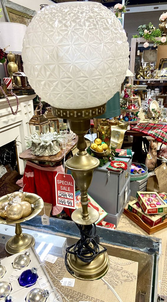 Antique Brass Globe Table Lamp (works great) 2 PC