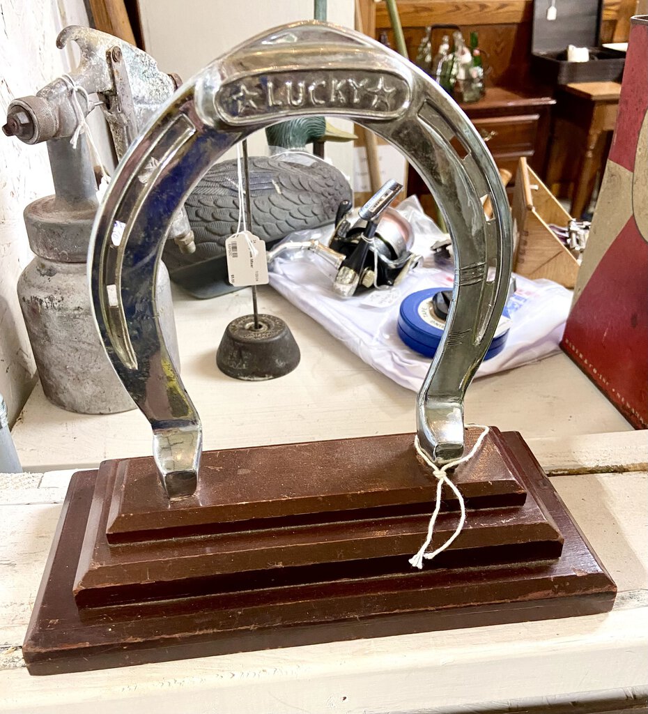 Lucky Horseshoe on Wood Base